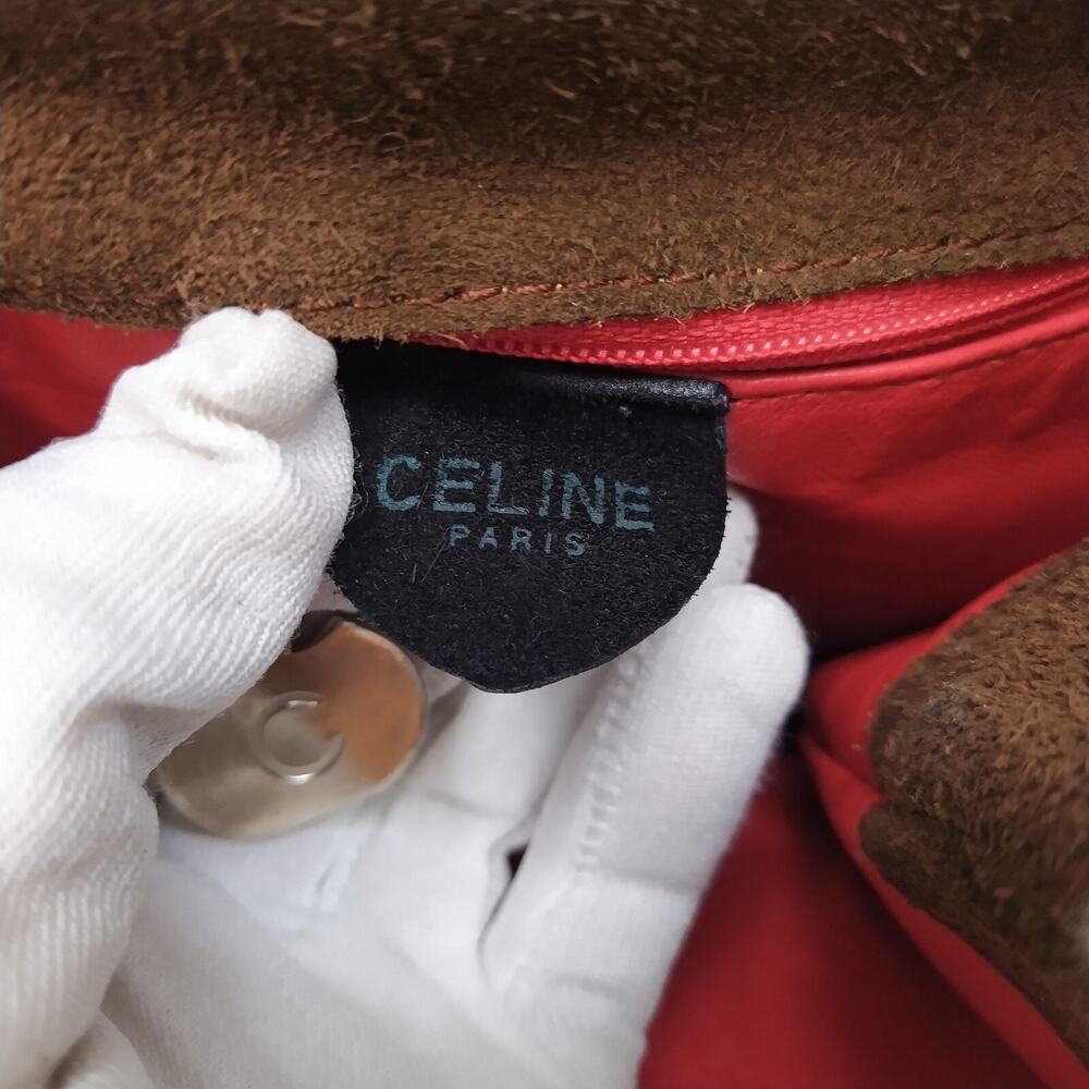 CELINE Multicolor Suede Leather Pockets Drawstring Bucket Satchel Shoulder Bag - Picture 10 of 16